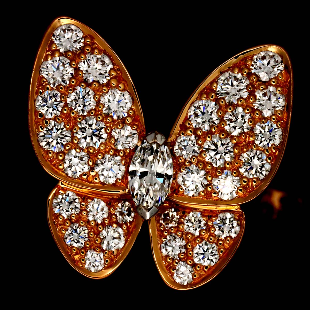 Papillon Diamond MOP Ring 18K PG size51 5.5-5.75(US)