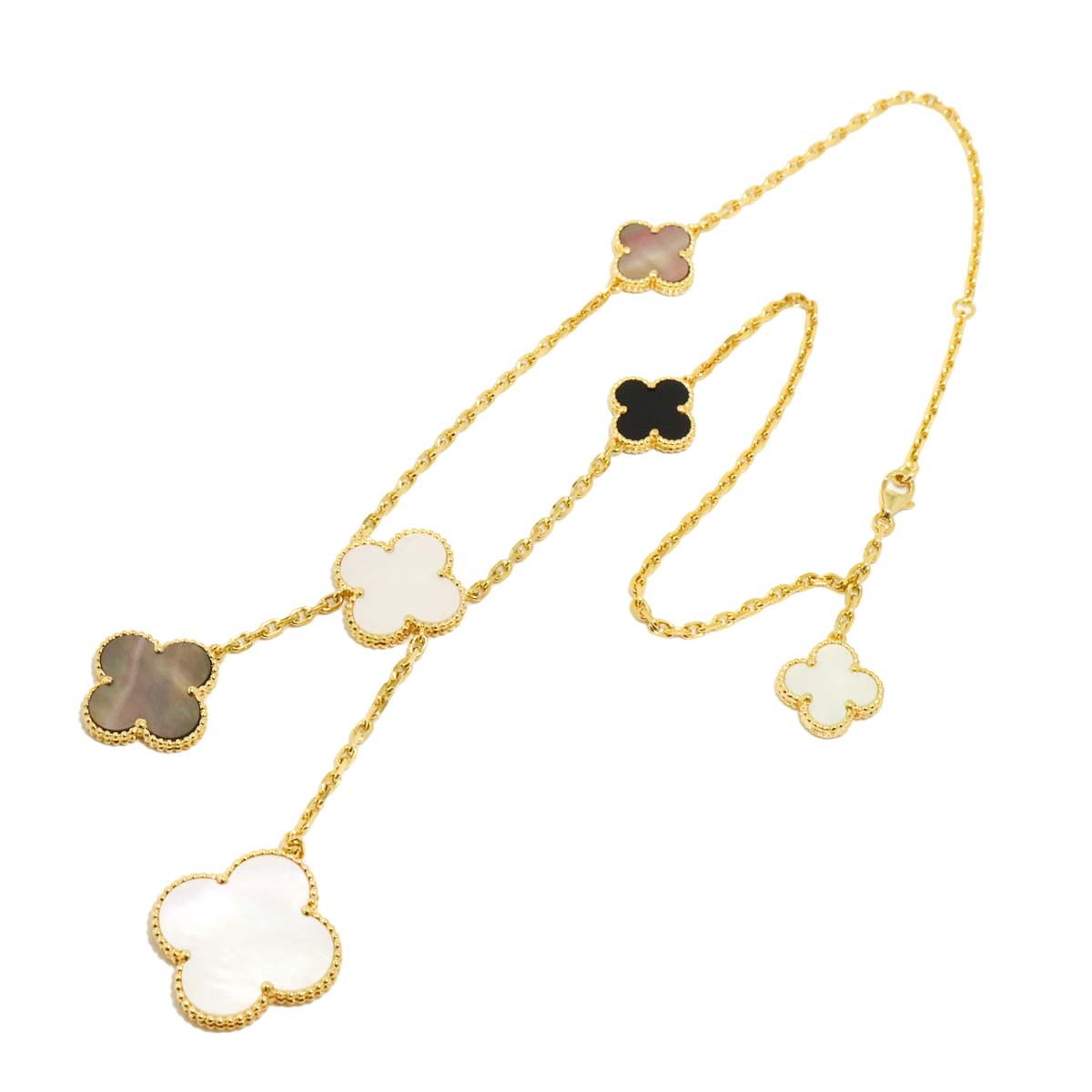 Magic Alhambra 6P MOP Onyx Necklace 18K YG 750
