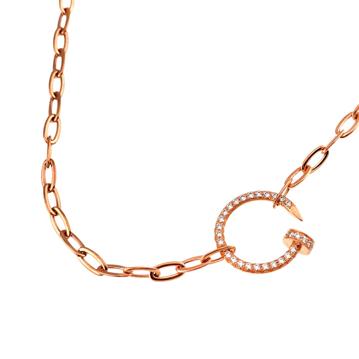 Juste Un Clou Pave Diamond Necklace 18K Pink Gold 750