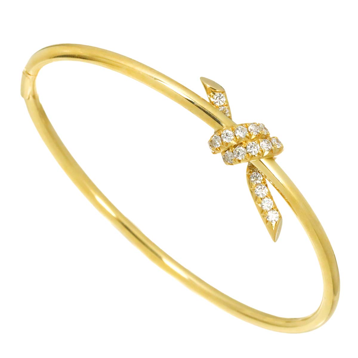 Diamond Knot Bangle Bracelet 18K Yellow Gold 750