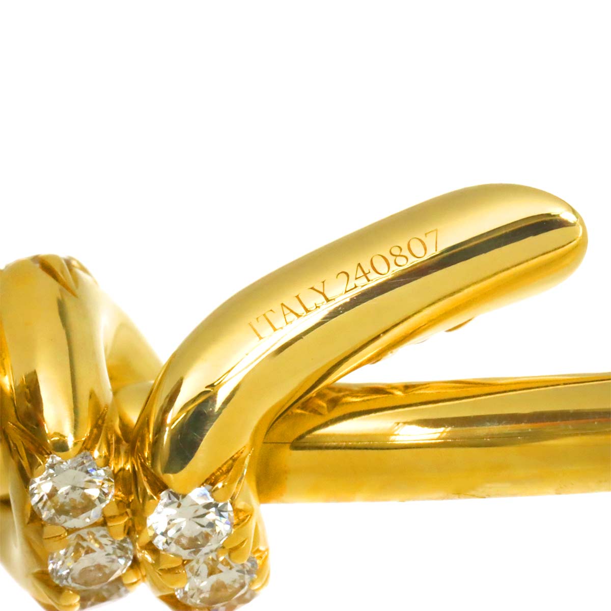 Diamond Knot Bangle Bracelet 18K Yellow Gold 750