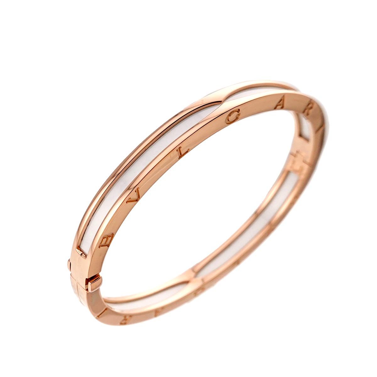 B-zero1 White ceramic Bangle Bracelet 18K PG 750 size S