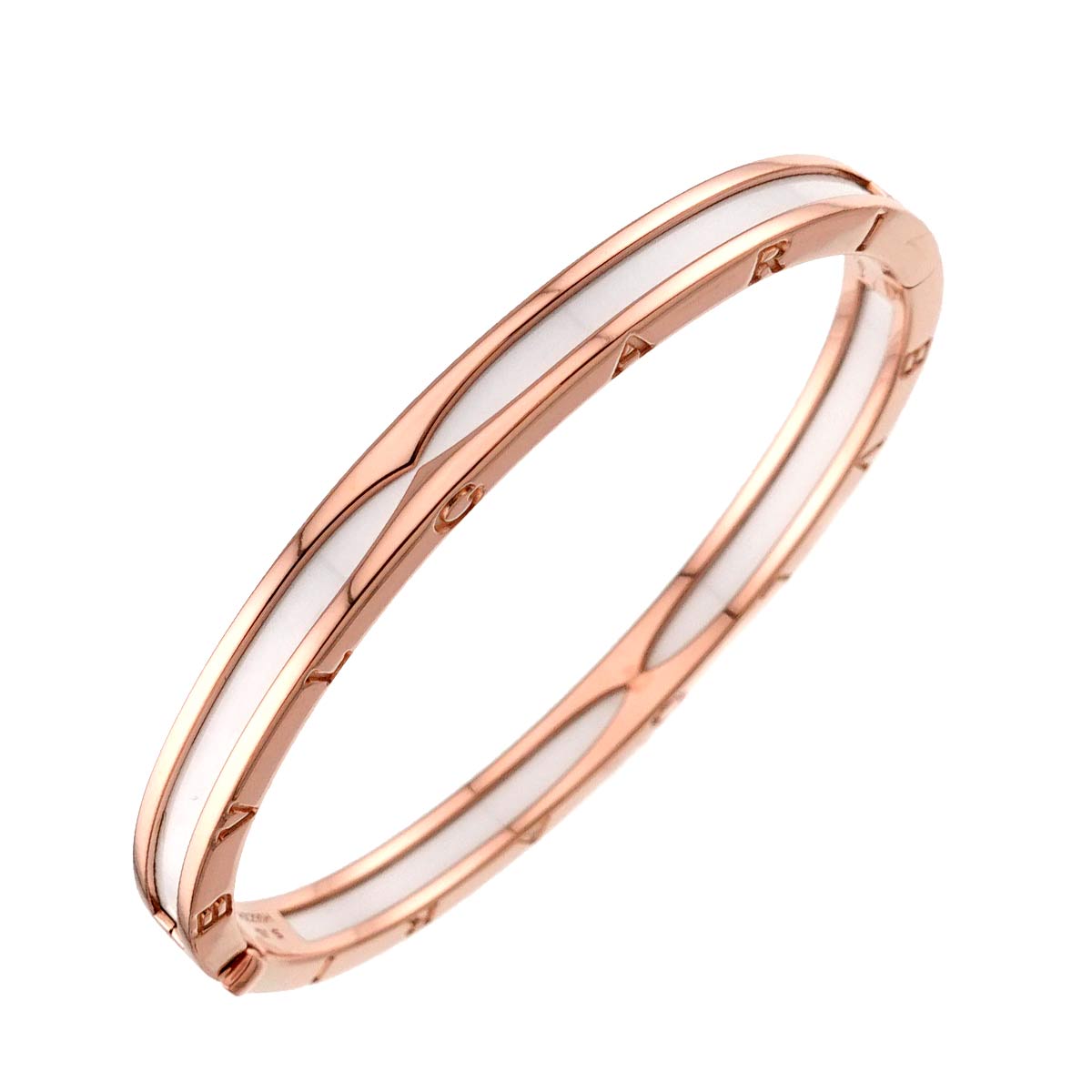 B-zero1 White ceramic Bangle Bracelet 18K PG 750 size S