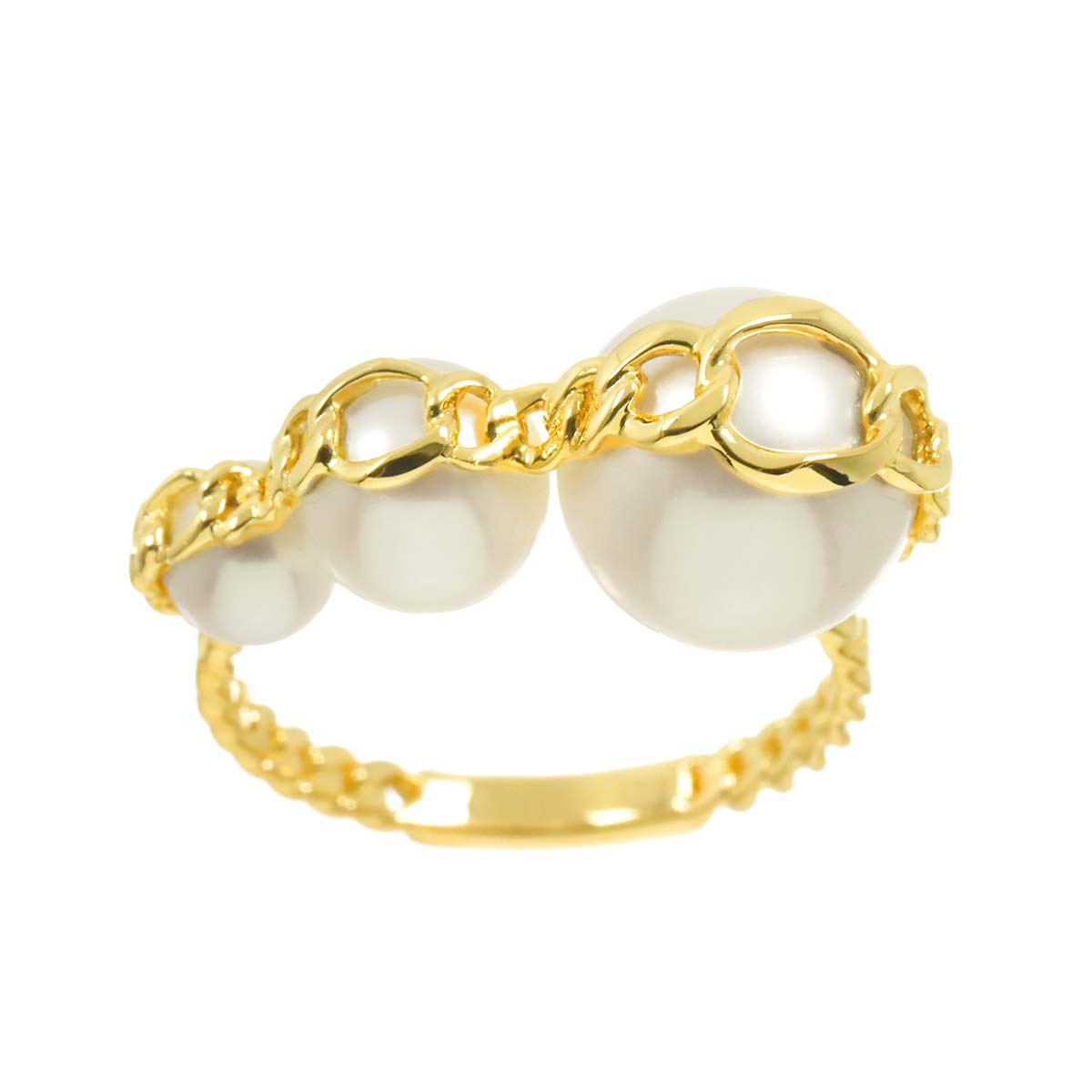 Freshwater pearl 10.0-5.2mm Ring 18K YG 750 size6(US)