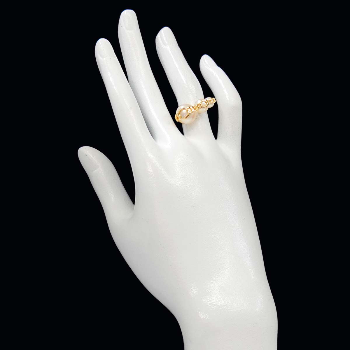 Freshwater pearl 10.0-5.2mm Ring 18K YG 750 size6(US)
