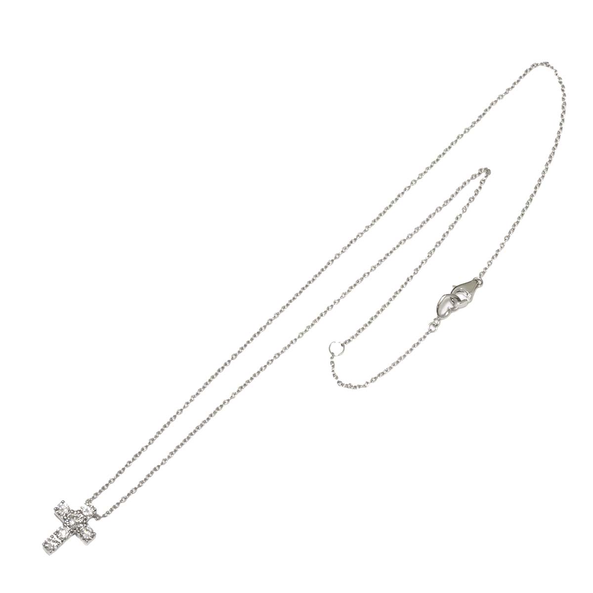 Cross Motif Diamond 0.61ct Necklace 18K White Gold 750
