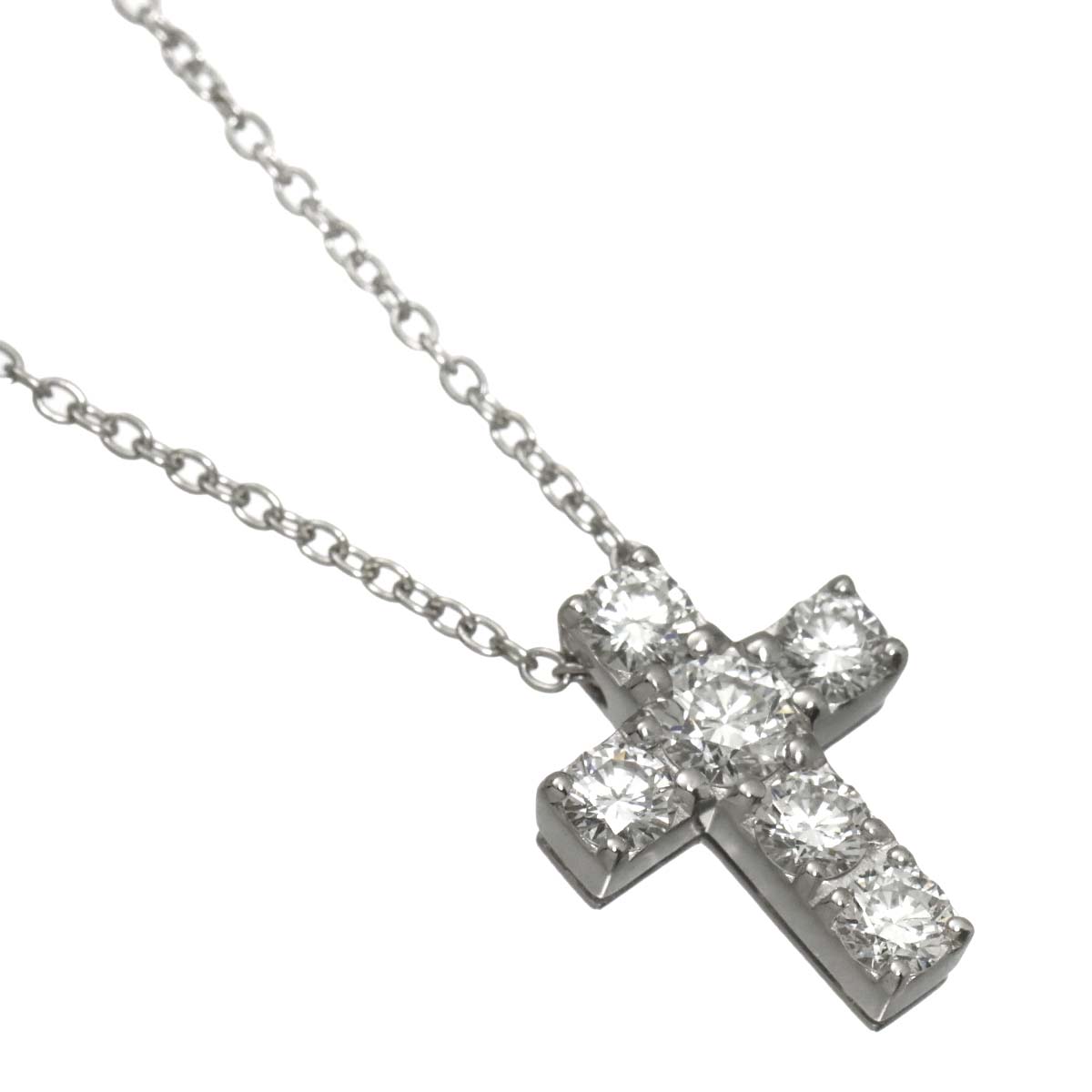 Cross Motif Diamond 0.61ct Necklace 18K White Gold 750