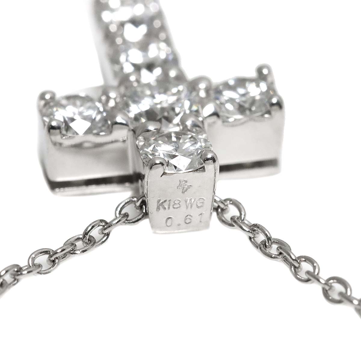Cross Motif Diamond 0.61ct Necklace 18K White Gold 750