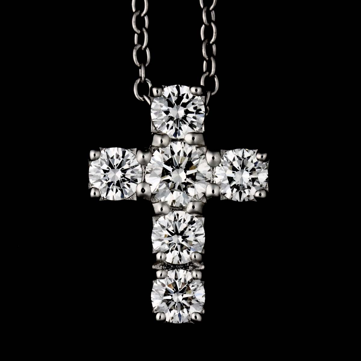 Cross Motif Diamond 0.61ct Necklace 18K White Gold 750