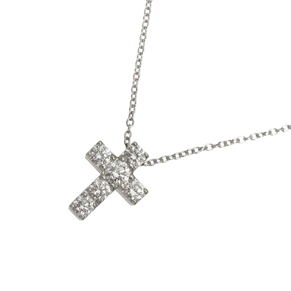 Cross Motif Diamond 0.61ct Necklace 18K White Gold 750