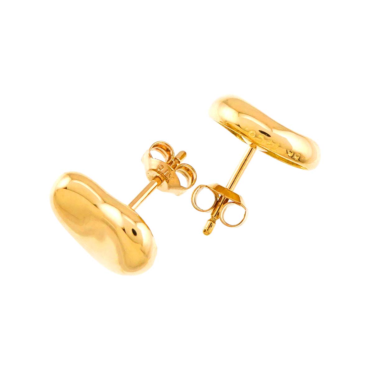 Bean Earrings Pierced 18K Yellow Gold 750