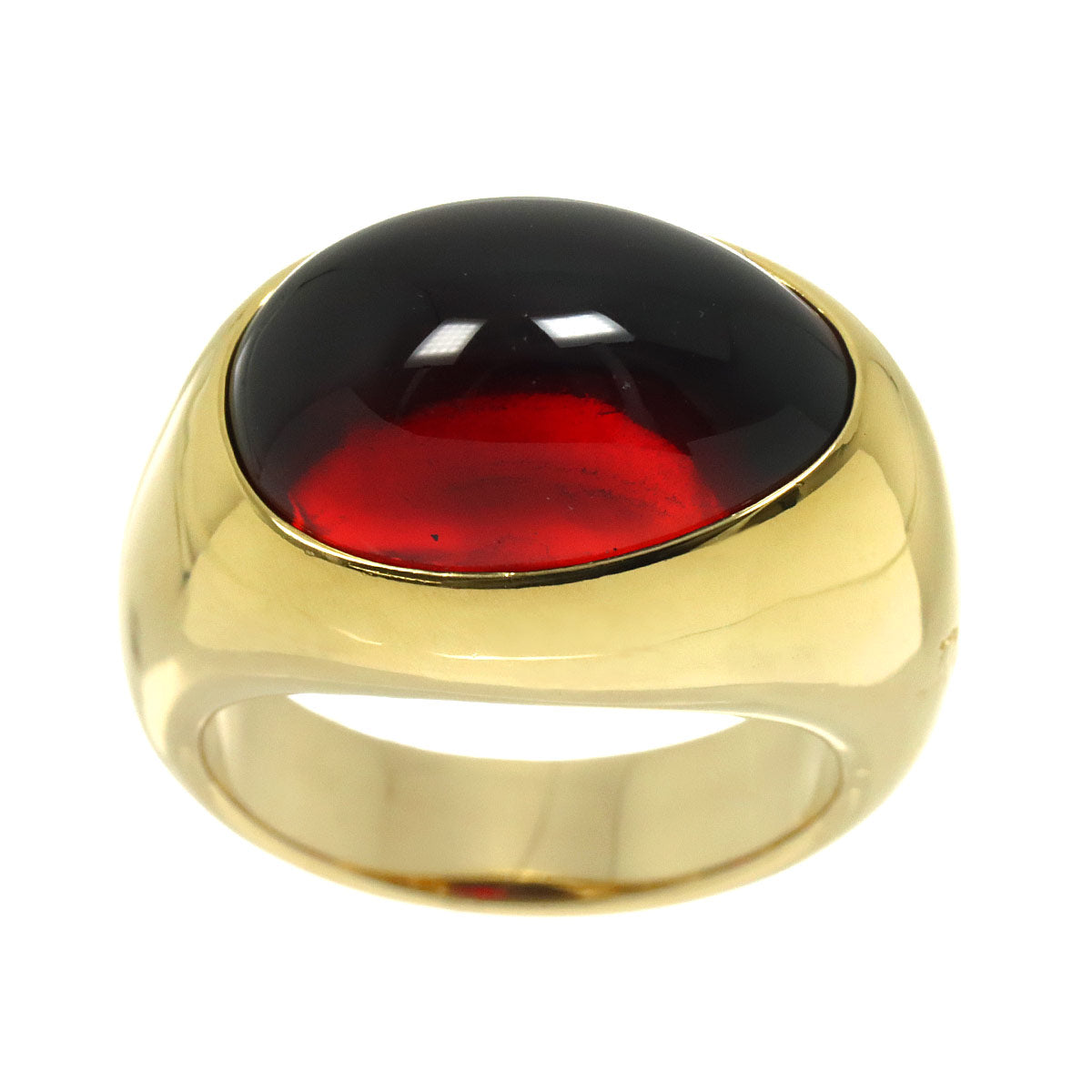 Garnet Ring 18K YG Yellow Gold 750 Size4.5(US)