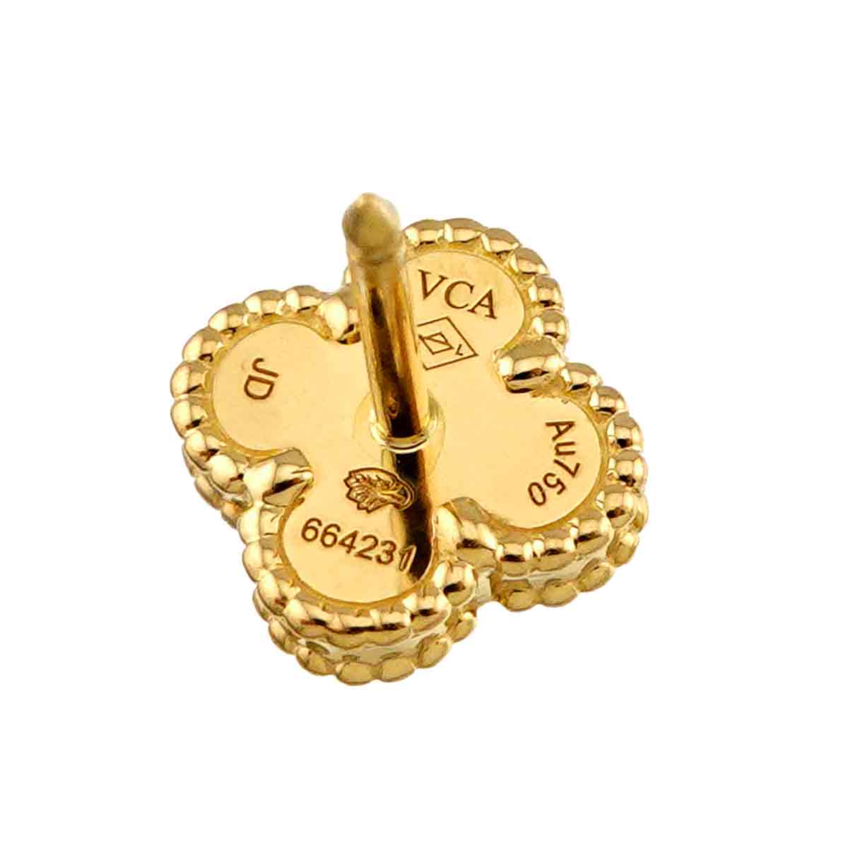 Sweet Alhambra Onyx Earrings Pierced 18K YG 750