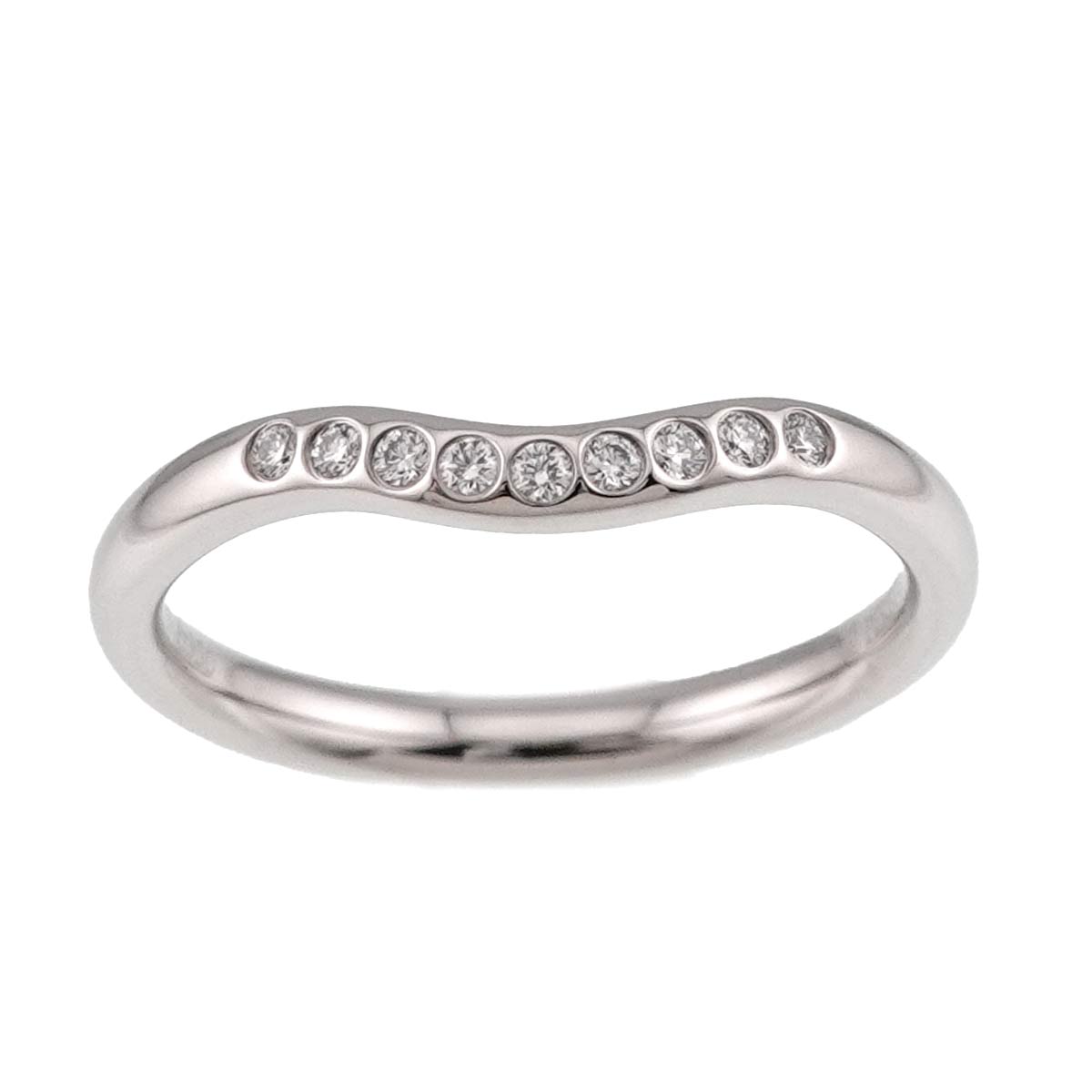 Curved Band Diamond Ring Pt Platinum Size5.25(US)