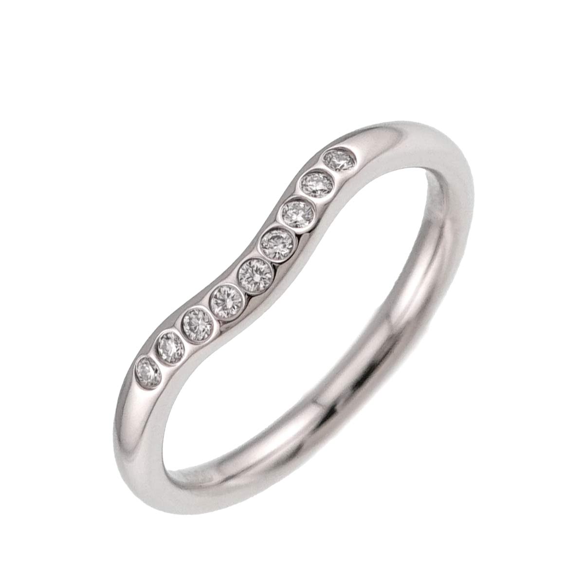 Curved Band Diamond Ring Pt Platinum Size5.25(US)