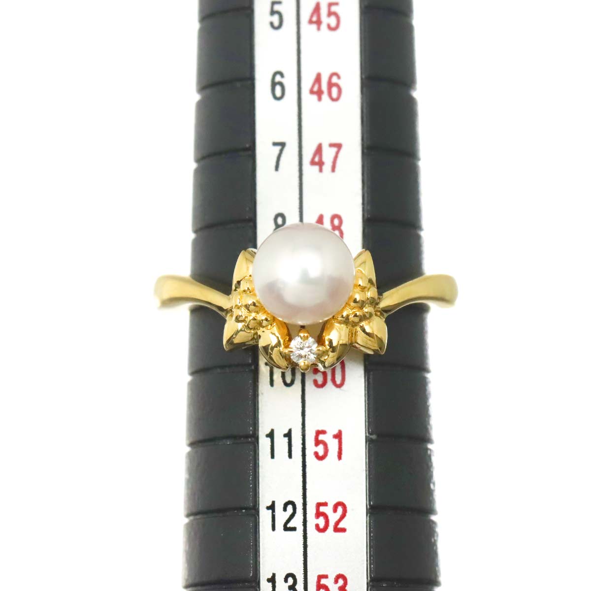 Akoya Pearl 6.4mm Diamond Ring 18K YG 750 size4.75-5(US)