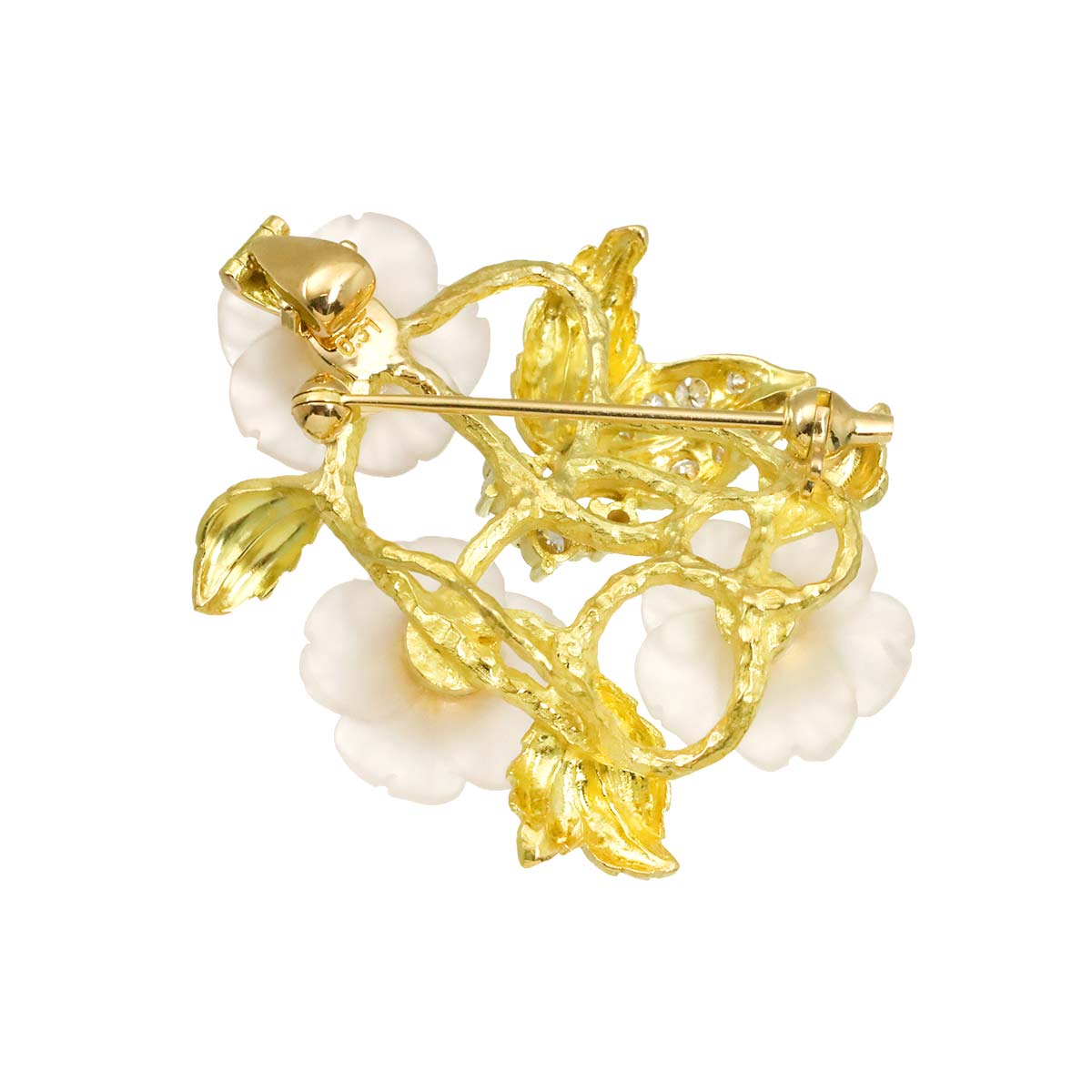 Akoya Pearl Diamond 0.31ct Quartz Brooch Pendant Top 18K YG 750