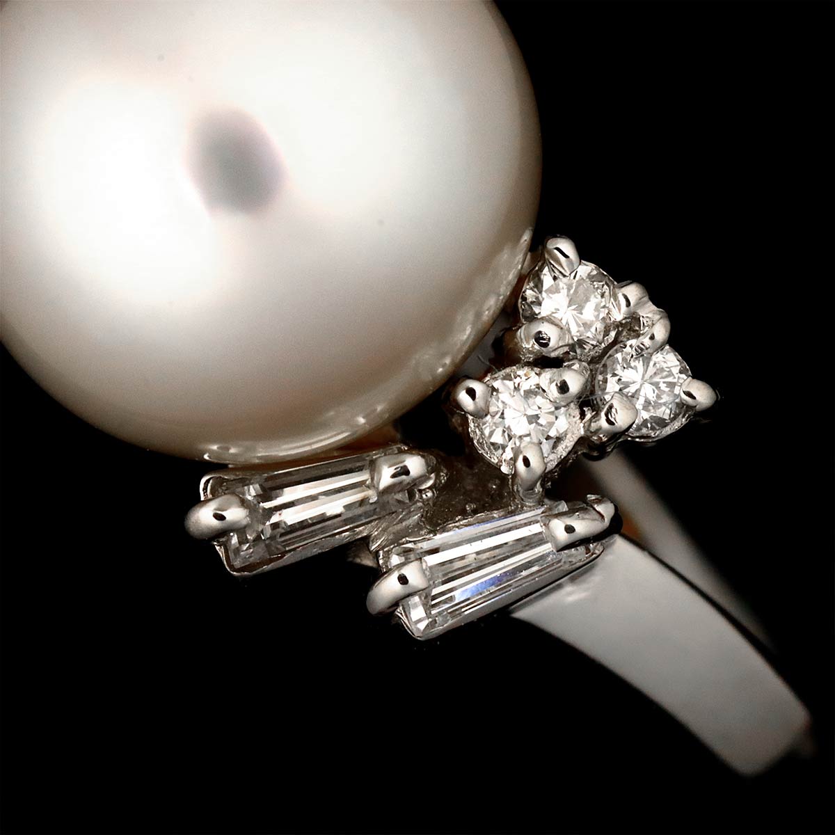 South Sea pearl 10.3mm Diamond 0.31ct Ring Pt size5.5-5.75(US)
