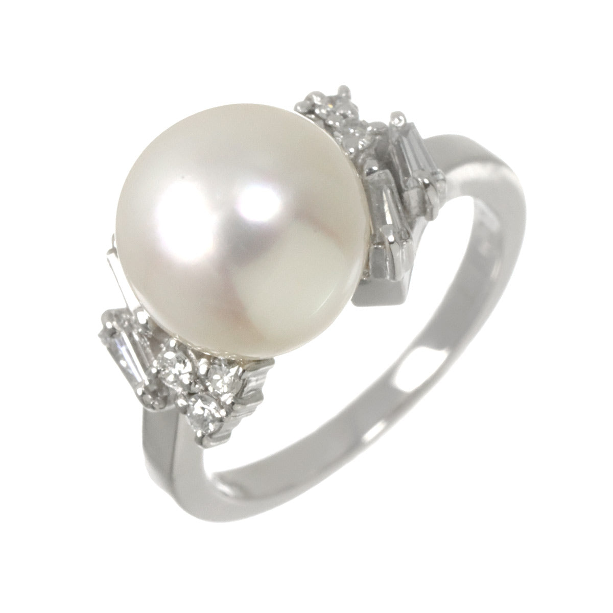 South Sea pearl 10.3mm Diamond 0.31ct Ring Pt size5.5-5.75(US)
