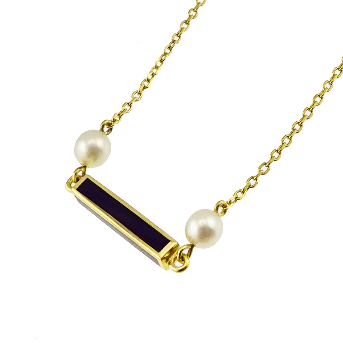 Akoya Pearl 4.3-4.1mm Enamel Necklace 18K YG 750