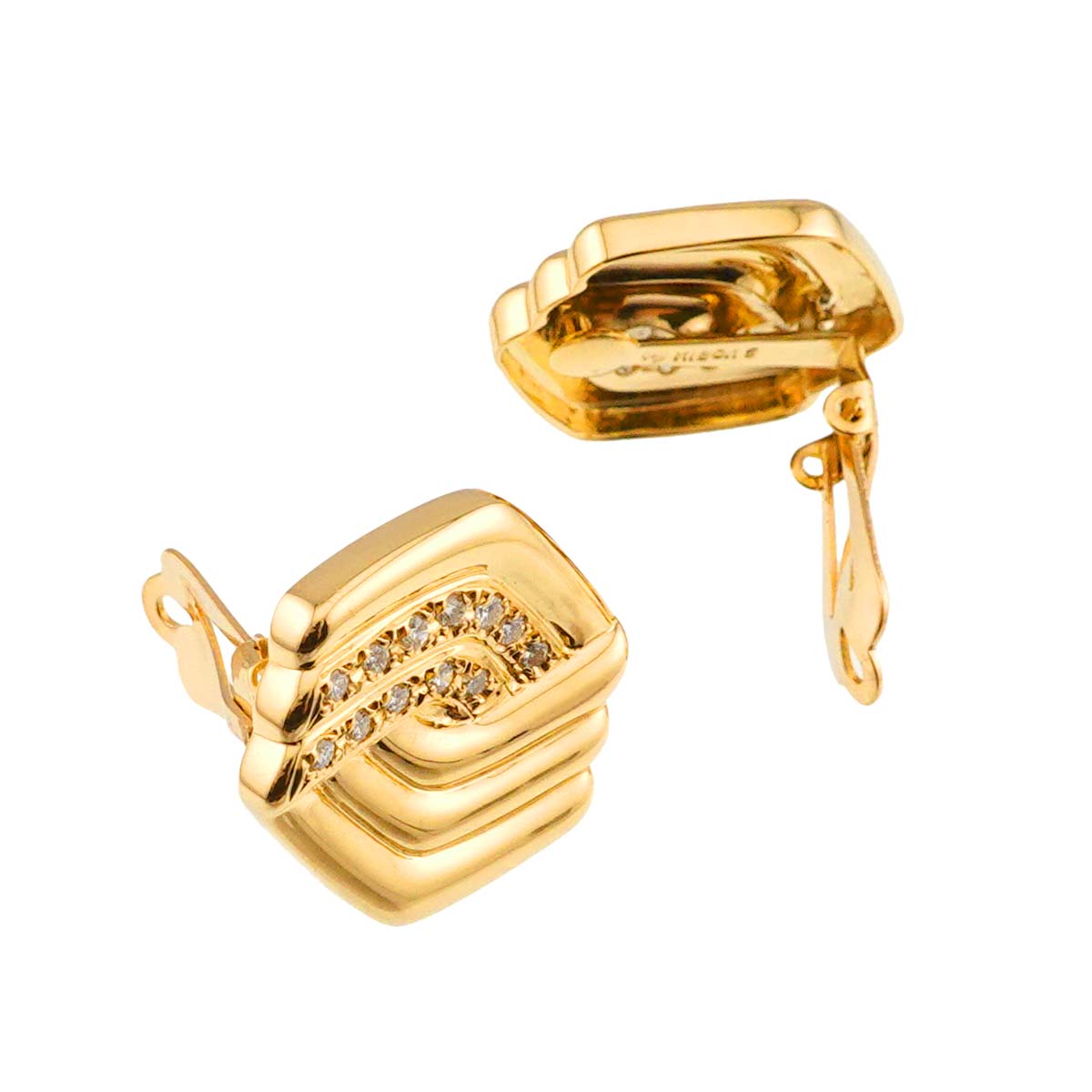 Diamond 0.15ct/0.15ct Earrings Clip on 18K YG 750
