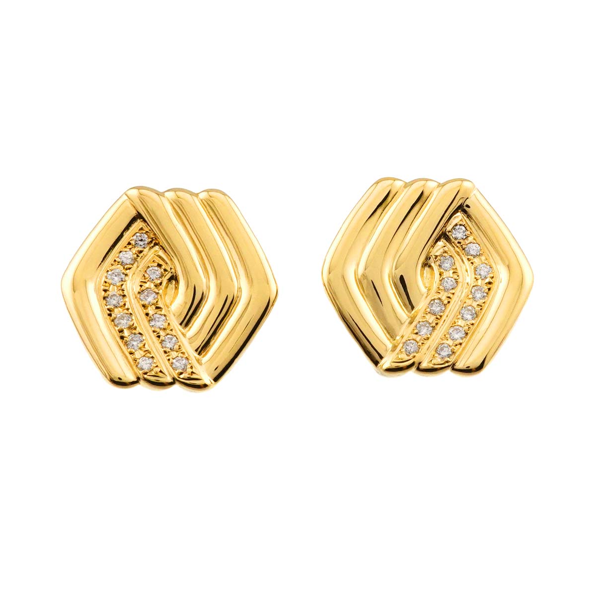 Diamond 0.15ct/0.15ct Earrings Clip on 18K YG 750