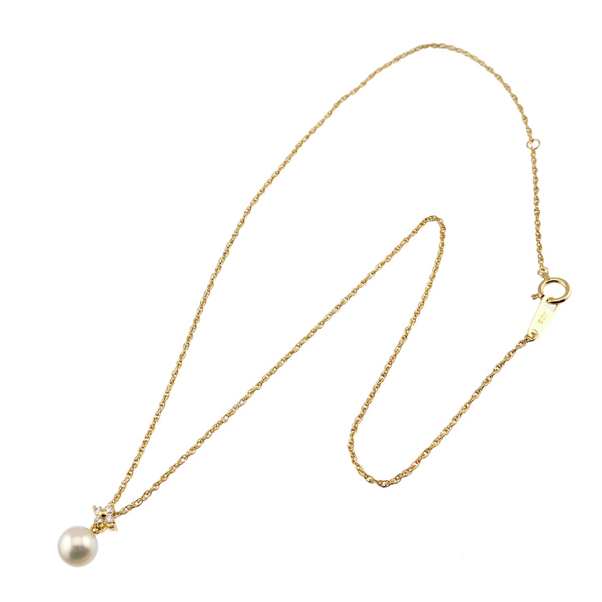 Akoya Pearl 6.3mm Diamond 0.05ct Necklace 18K YG 750