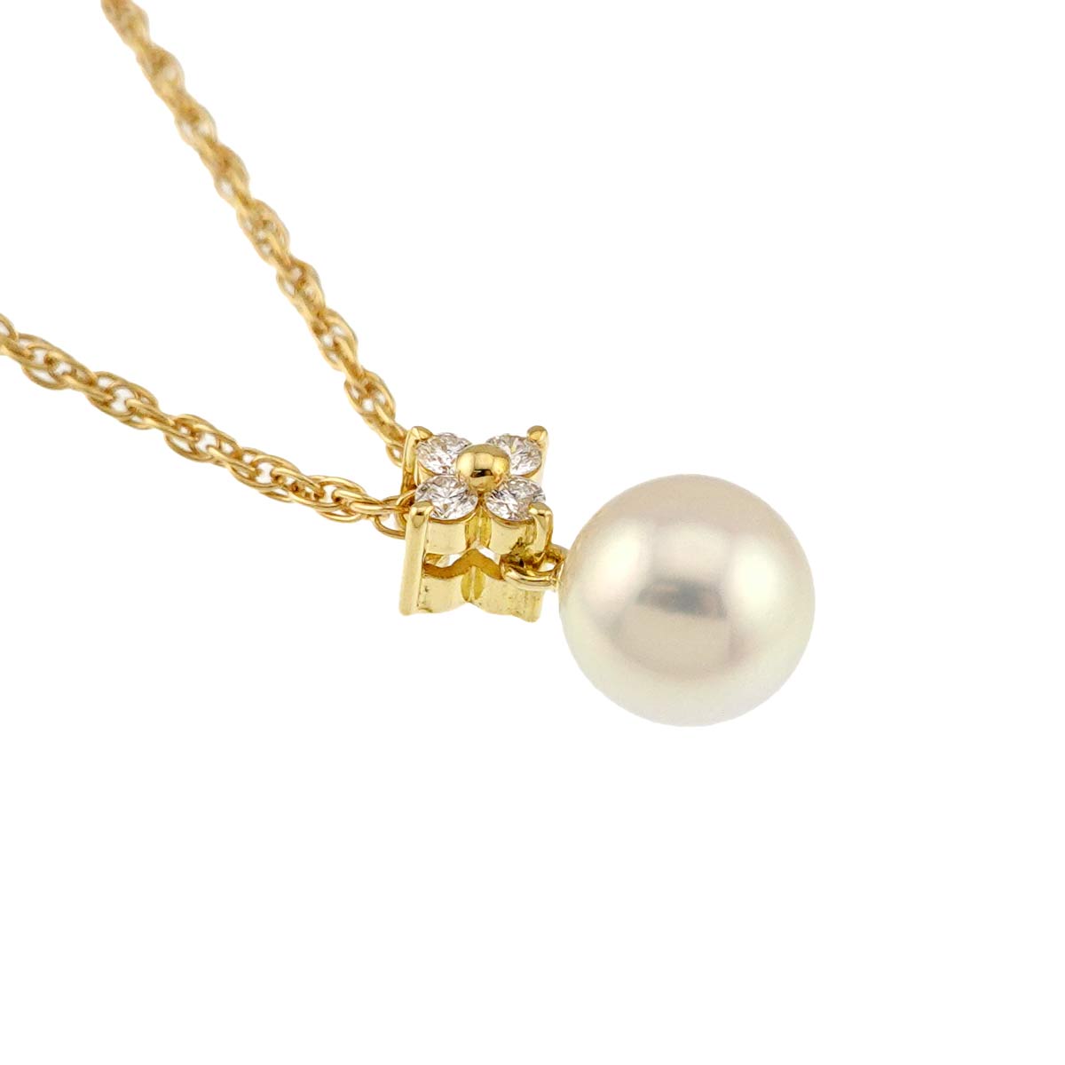 Akoya Pearl 6.3mm Diamond 0.05ct Necklace 18K YG 750