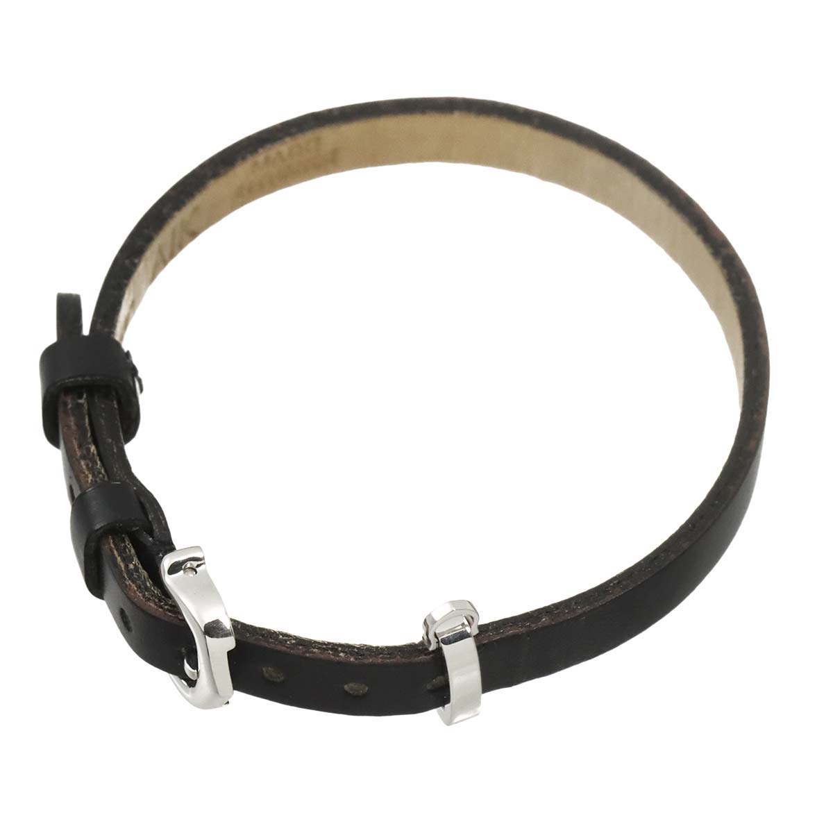 Leather Bracelet 18K White Gold 750