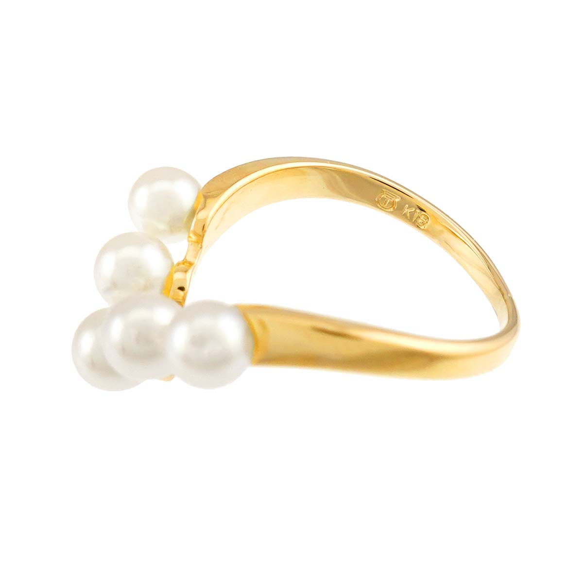 Baby Pearl 4.2-3.8mm Ring 18K YG 750 Size:4.5(US)
