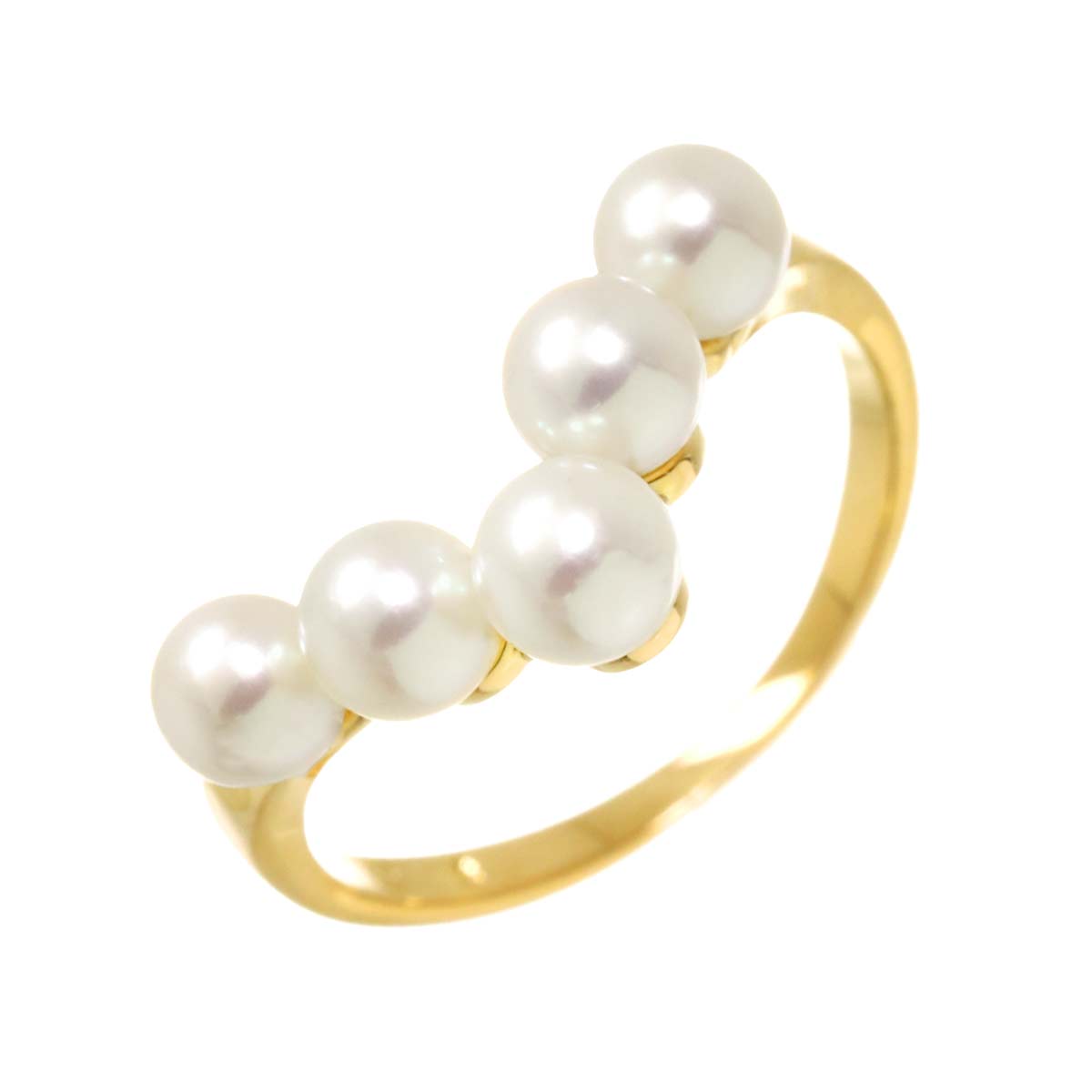 Baby Pearl 4.2-3.8mm Ring 18K YG 750 Size:4.5(US)