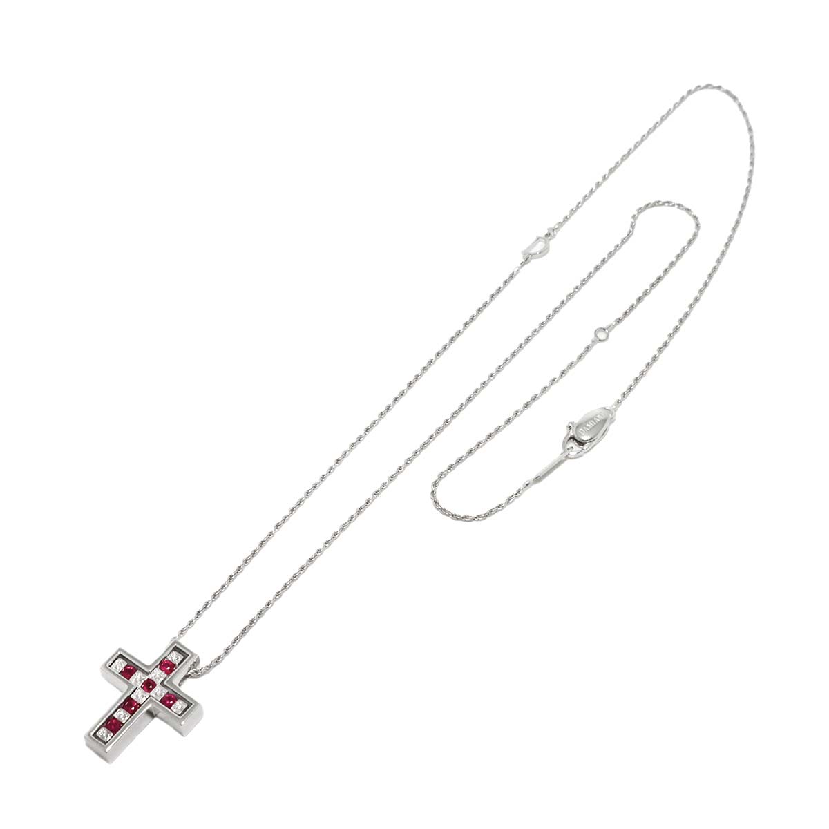 Belle Epoque Diamond Ruby Cross Necklace XS 18K WG 750