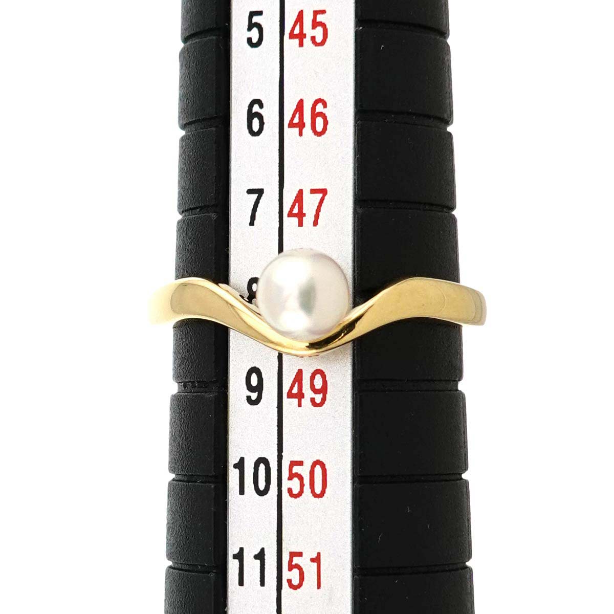 Akoya Pearl 4.5mm Diamond Ring 18K YG 750 size4.5(US)