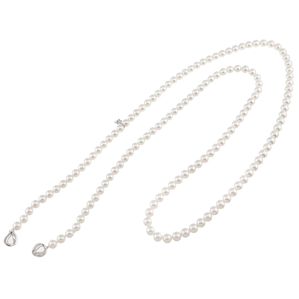 Akoya Pearl 5.8-5.6mm Long Necklace 18K WG 750