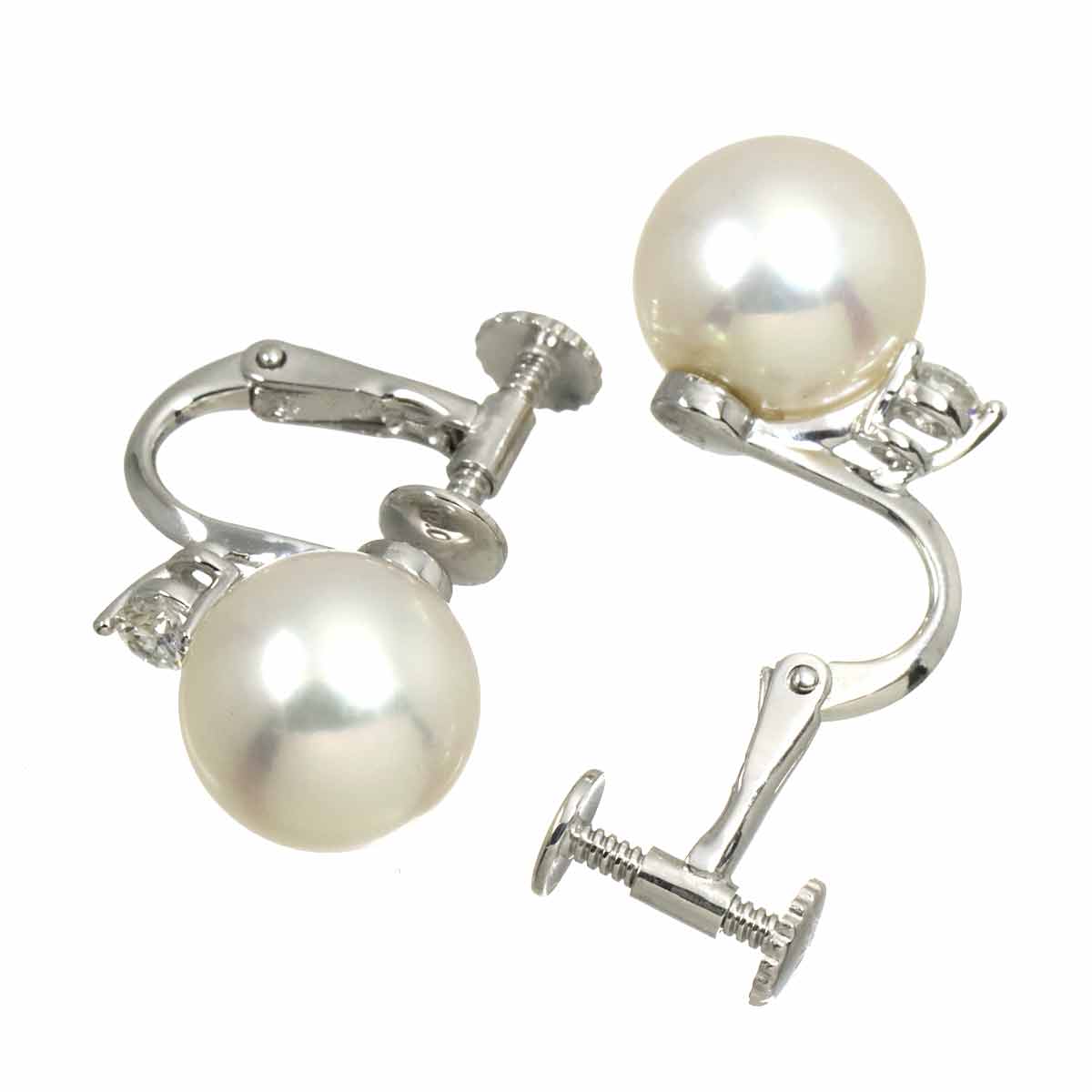 Akoya Pearl Diamond 0.07ct/0.07ct Earrings Clip on 18K WG 750