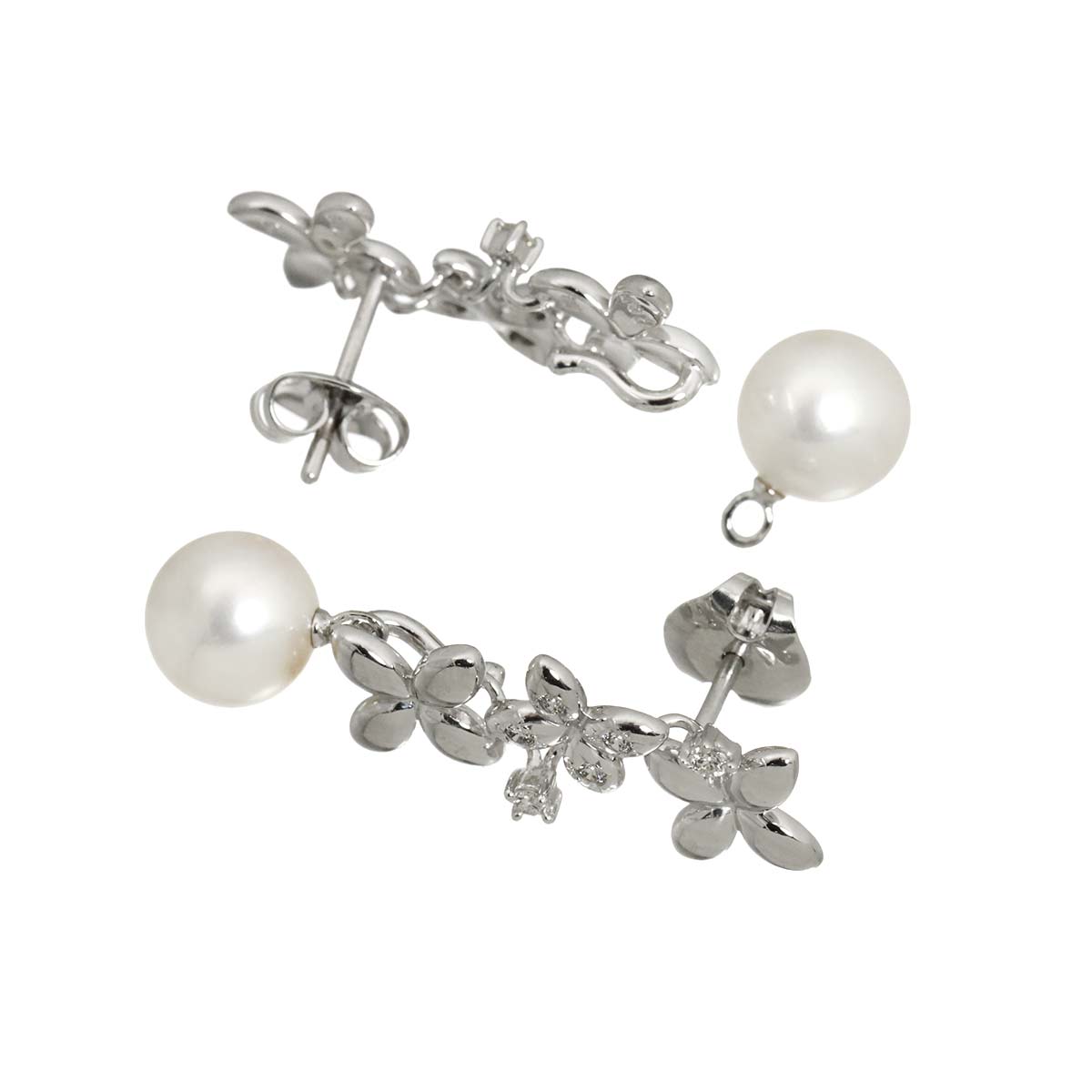 Akoya Pearl Diamond 0.07ct/0.07ct Earrings Pierced 18K WG 750