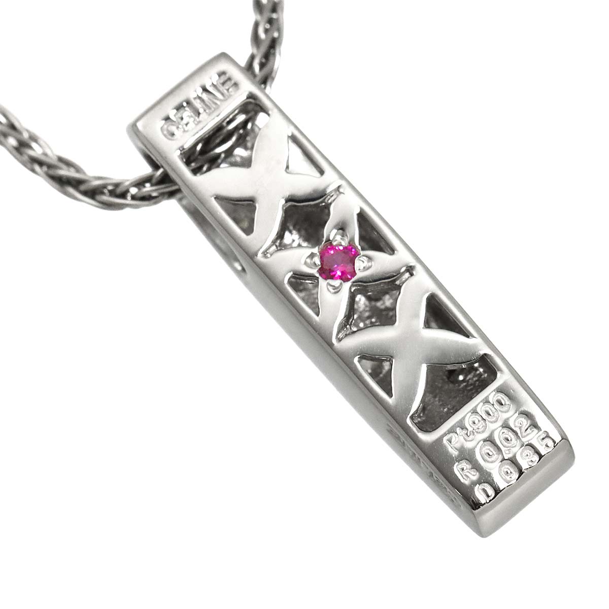 Diamond 0.35ct Ruby 0.02ct Necklace Platinum