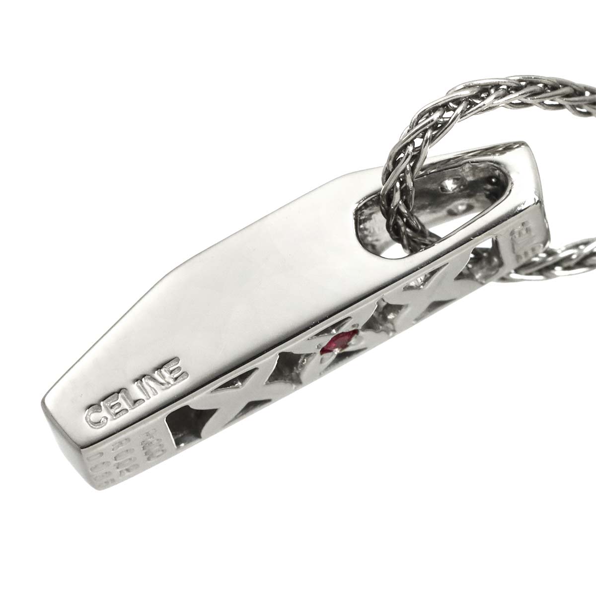 Diamond 0.35ct Ruby 0.02ct Necklace Platinum