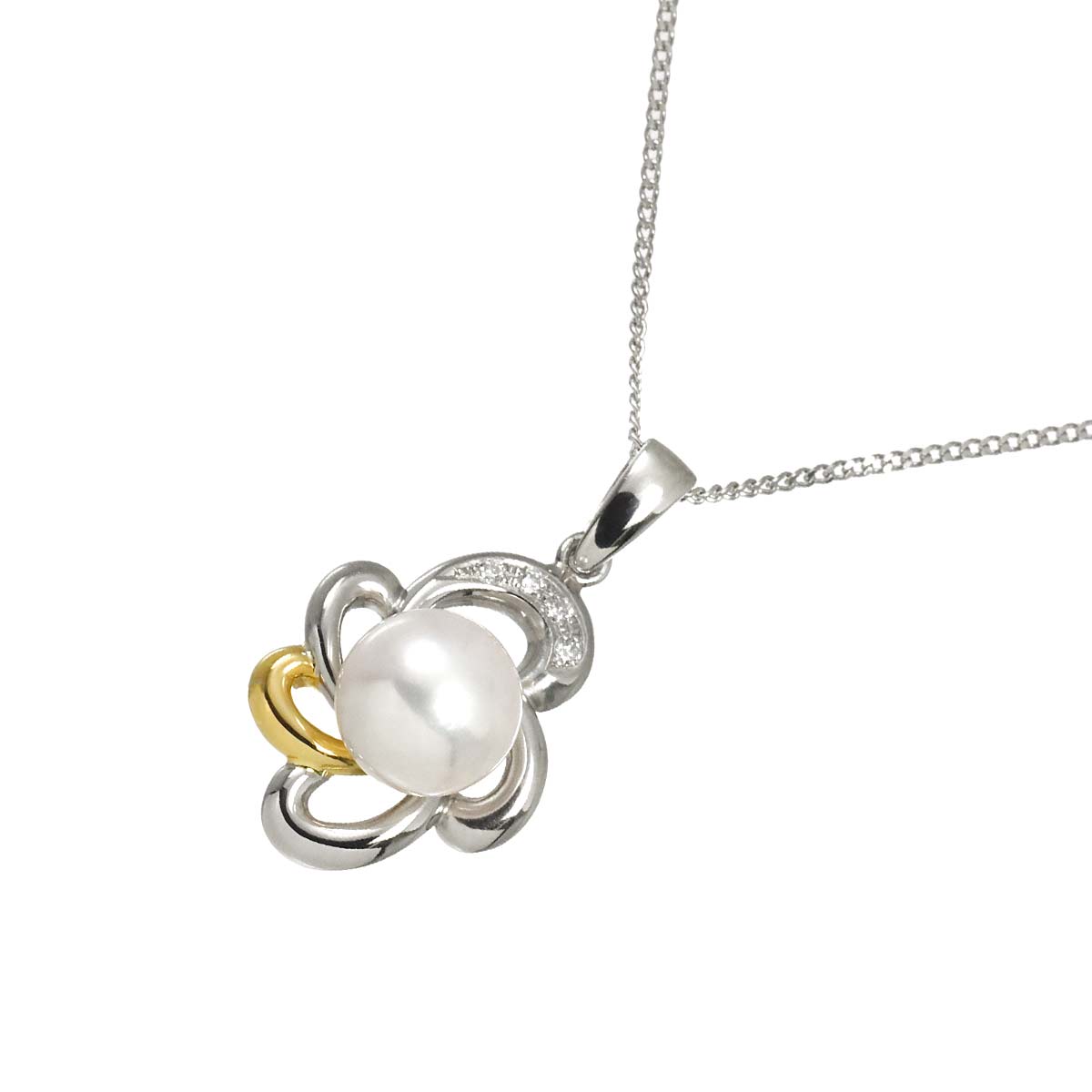 Akoya Pearl 8.1mm Diamond 0.03ct Necklace Pt K18 YG 750