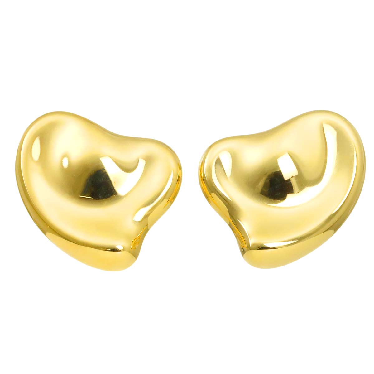Full Heart Earrings Clip on 18K Yellow Gold 750