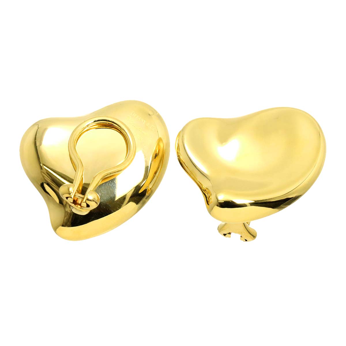 Full Heart Earrings Clip on 18K Yellow Gold 750