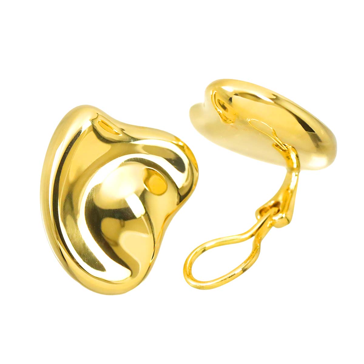 Full Heart Earrings Clip on 18K Yellow Gold 750