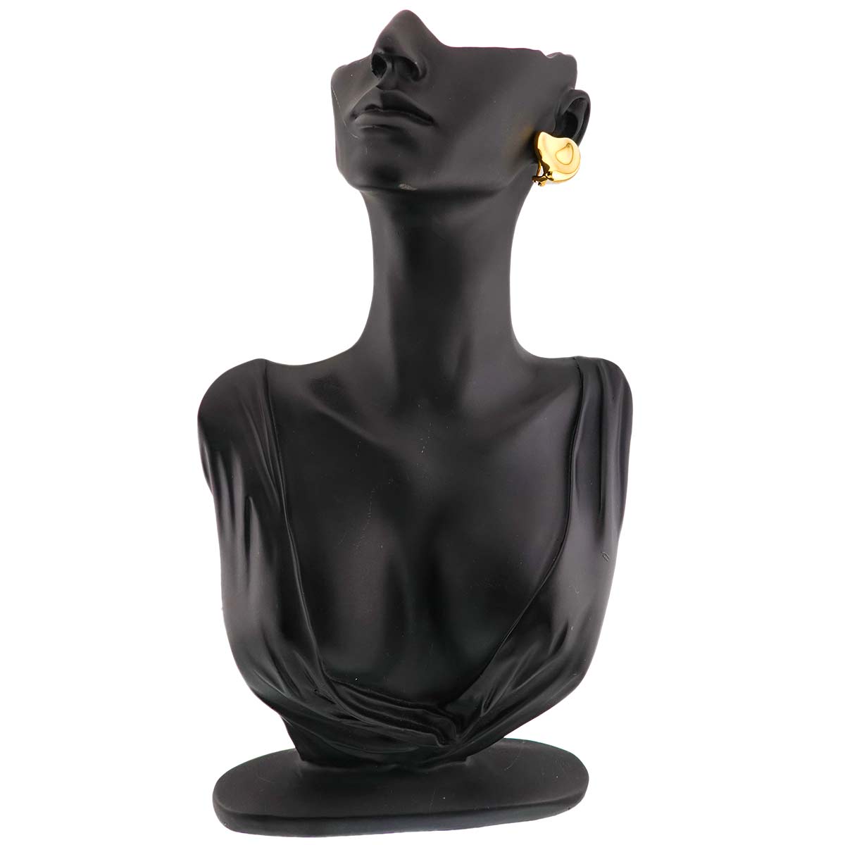 Full Heart Earrings Clip on 18K Yellow Gold 750