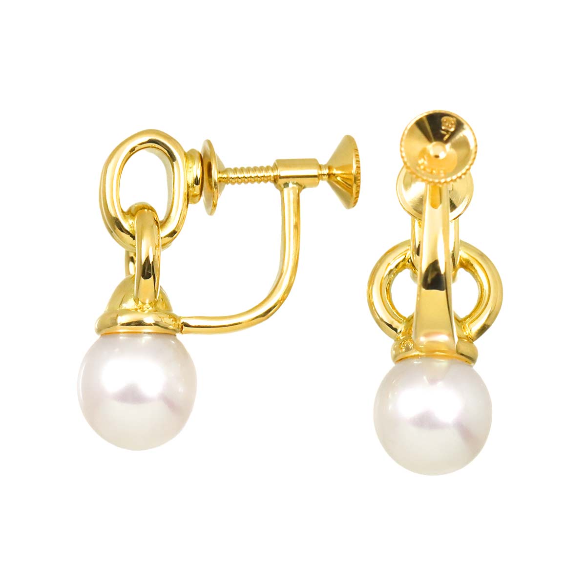 Akoya Pearl 7.8mm Earrings 18K Yellow Gold 750