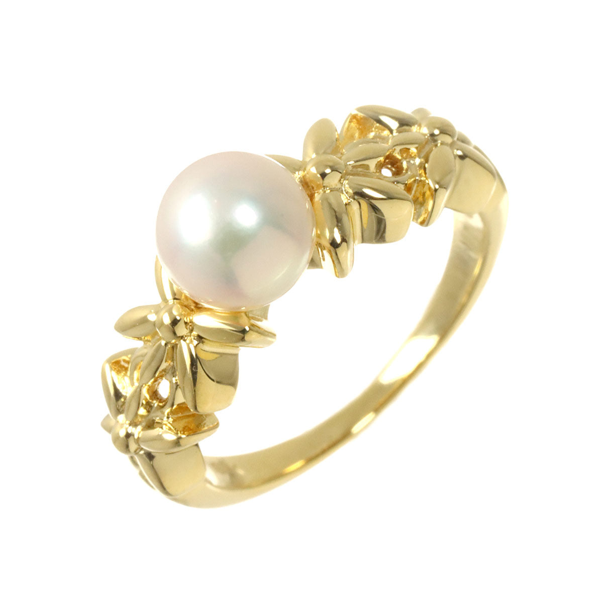 Akoya Pearl 6.4mm Ring 18K YG 750 size4.5(US)