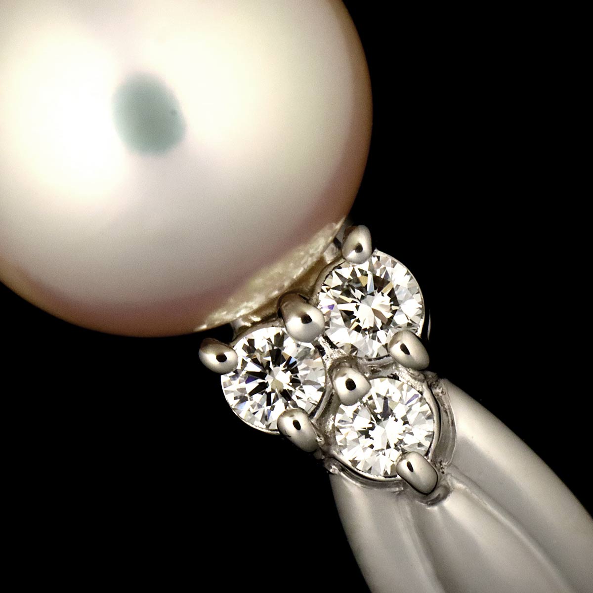 Akoya Pearl 8.2mm Diamond 0.14ct Ring Pt size5.75-6(US)