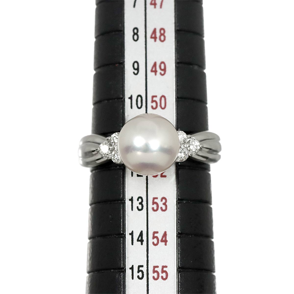 Akoya Pearl 8.2mm Diamond 0.14ct Ring Pt size5.75-6(US)