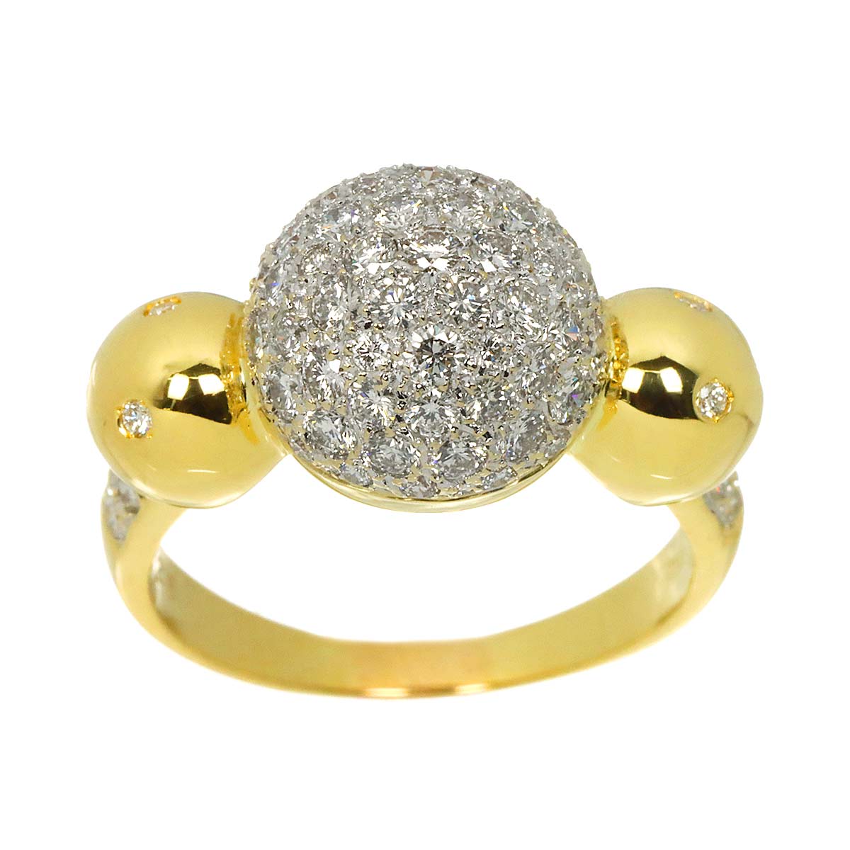 Diamond 1.28ct Ring 18K YG Yellow Gold 750 Size7.25-7.5(US)