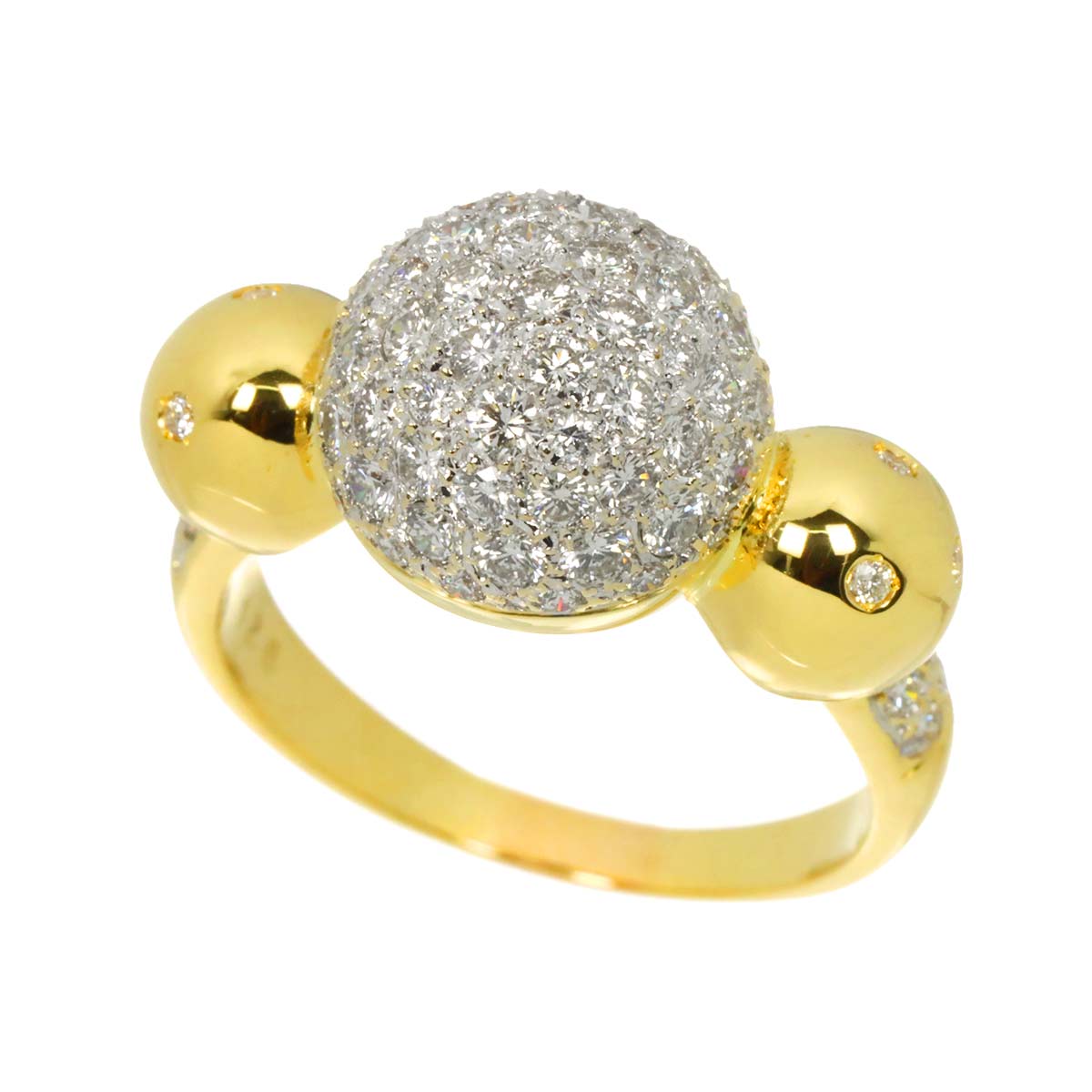 Diamond 1.28ct Ring 18K YG Yellow Gold 750 Size7.25-7.5(US)