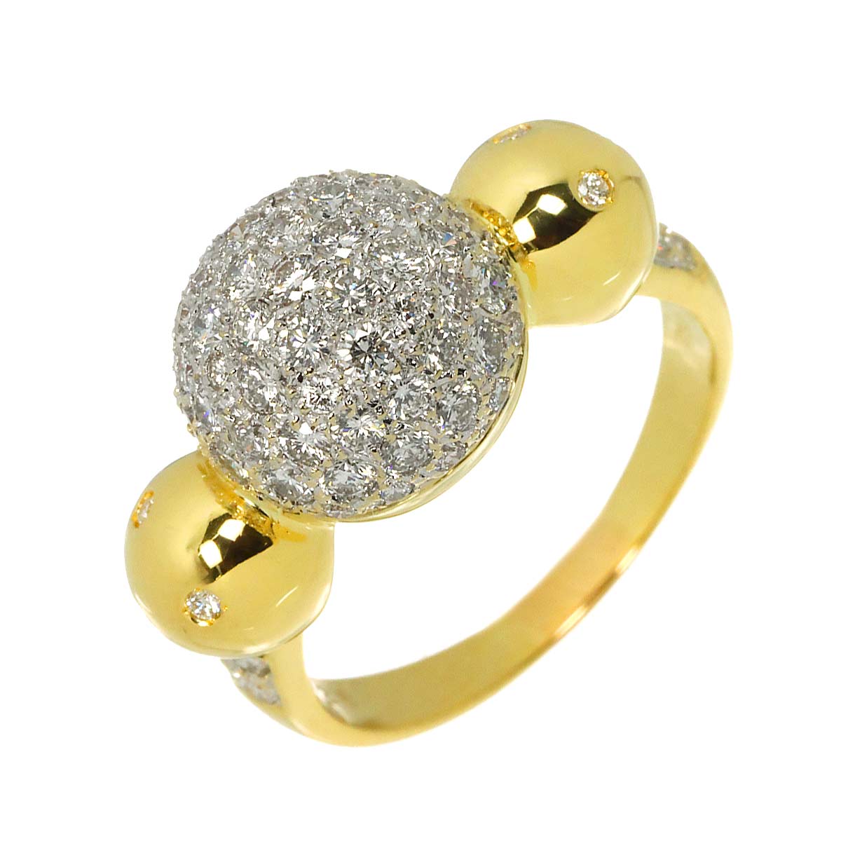 Diamond 1.28ct Ring 18K YG Yellow Gold 750 Size7.25-7.5(US)